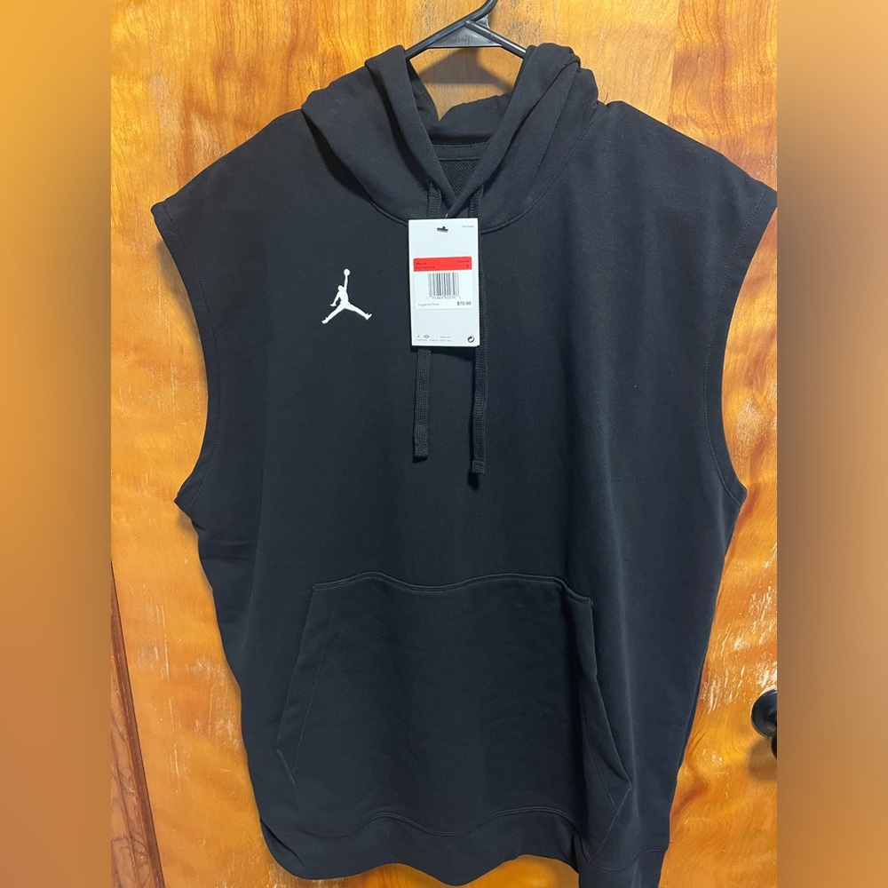 Jordan Black Sleeveless Hoodie with Iconic Logo